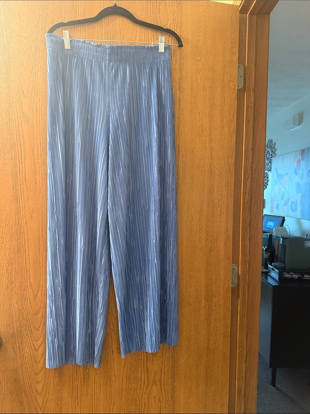 Nine West Blue Wide Leg Pleated Pants